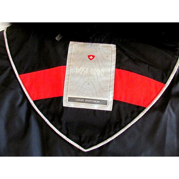 Post Card Fox Fur Trim Black Belted Hip Length Down Designer Coat Size10.R - Picture 13 of 14